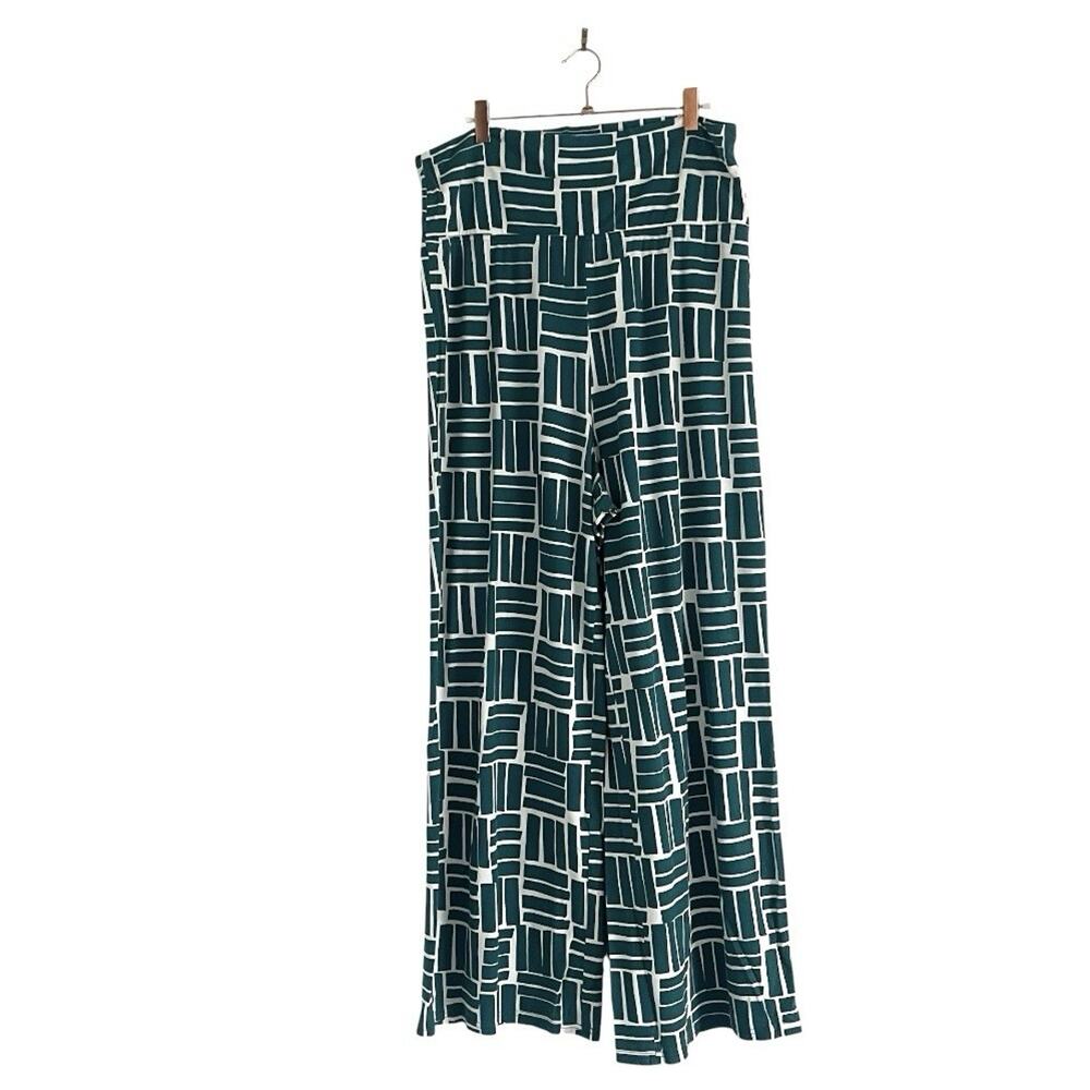 Garnet Hill Organic Cotton Pajama Set Green Geometric Block Print Sz Large - Picture 4 of 7